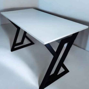 White Geometric Desk – Modern Elegance for Work & Gaming
