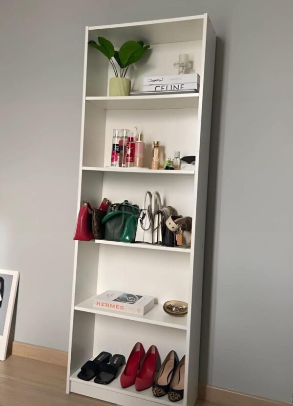 Bibliothèque Moderne à 5 Étagères – Design Pratique pour Maison, Bureau et École (Blanc)