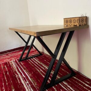 Premium Walnut Gaming Desk – Modern Black Frame Design